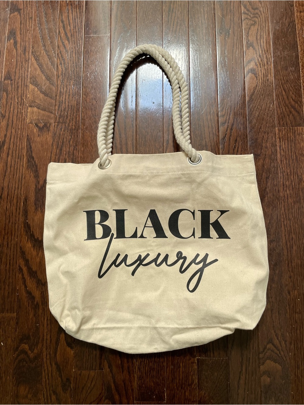Cream Canvas Tote Bag with Rope Handles
